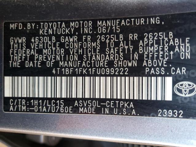 VIN 4T1BF1FK1FU099222 2015 Toyota Camry, LE no.12