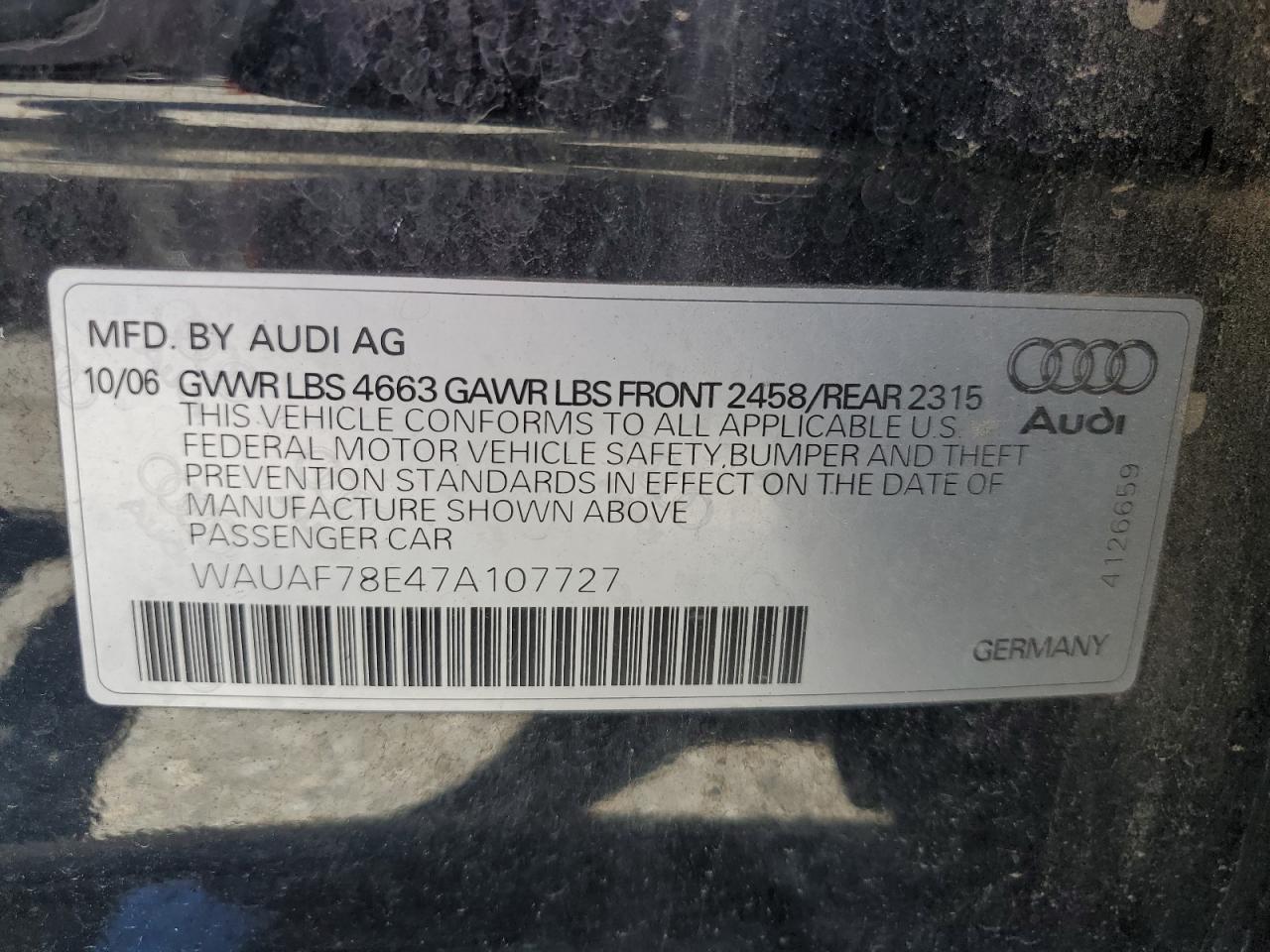 WAUAF78E47A107727 2007 Audi A4 2