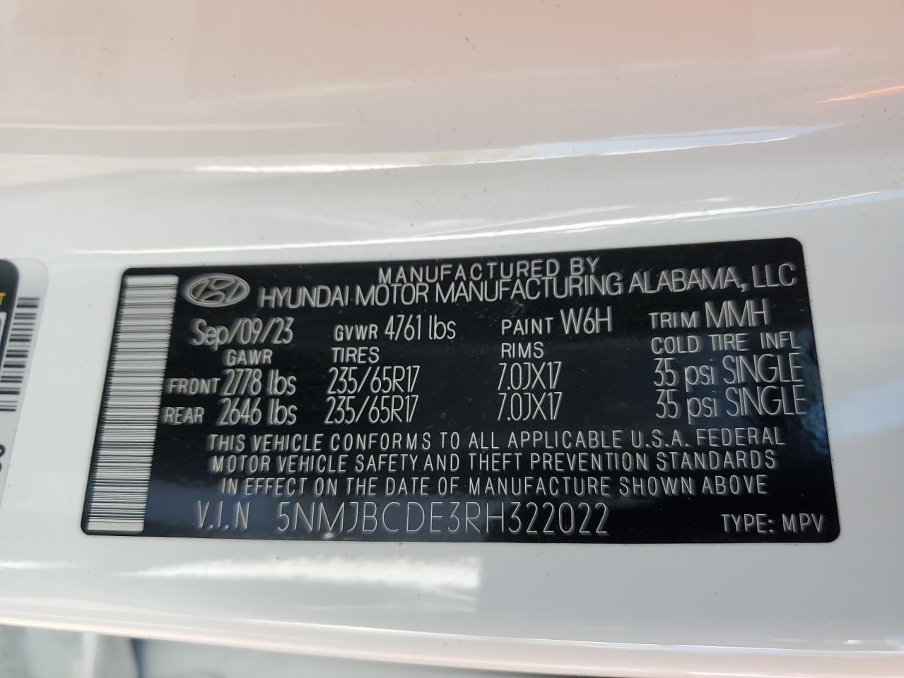 5NMJBCDE3RH322022 2024 Hyundai Tucson Sel