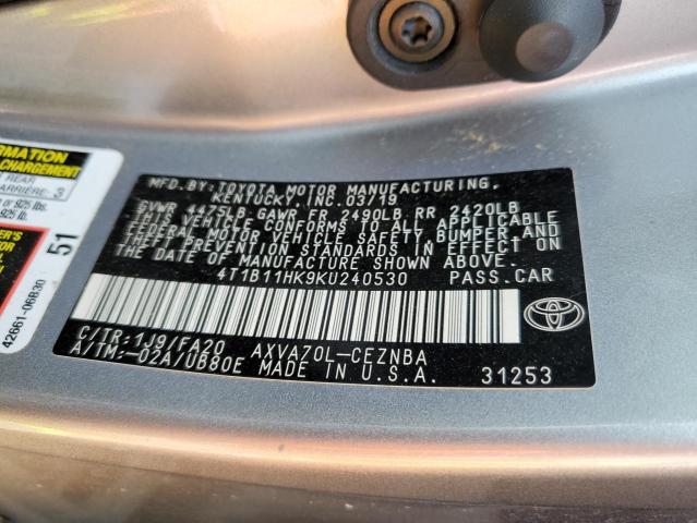 4T1B11HK9KU240530 2019 Toyota Camry L