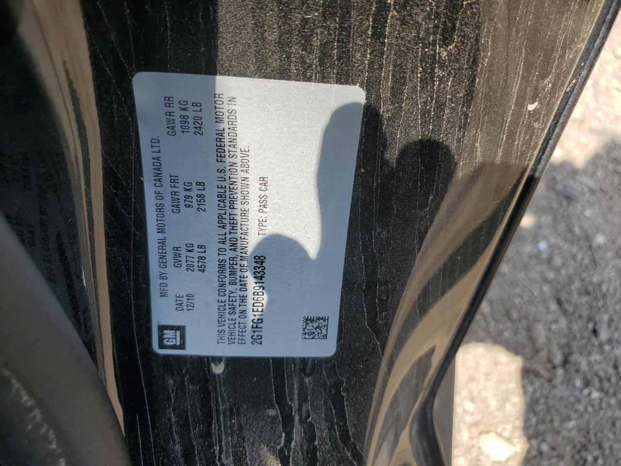 2G1FG1ED6B9143348 2011 Chevrolet Camaro Lt