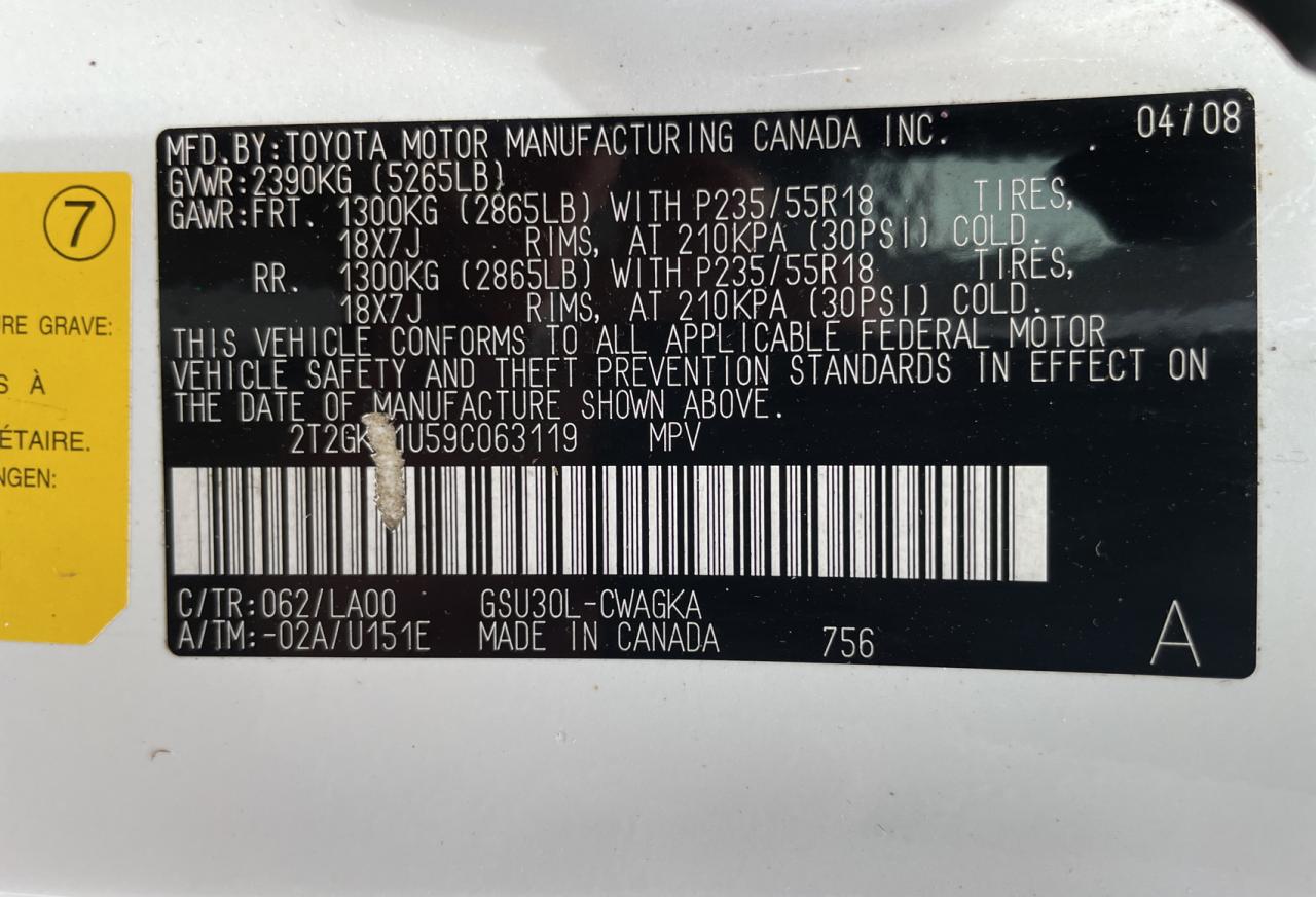 2T2GK31U59C063119 2009 Lexus Rx 350