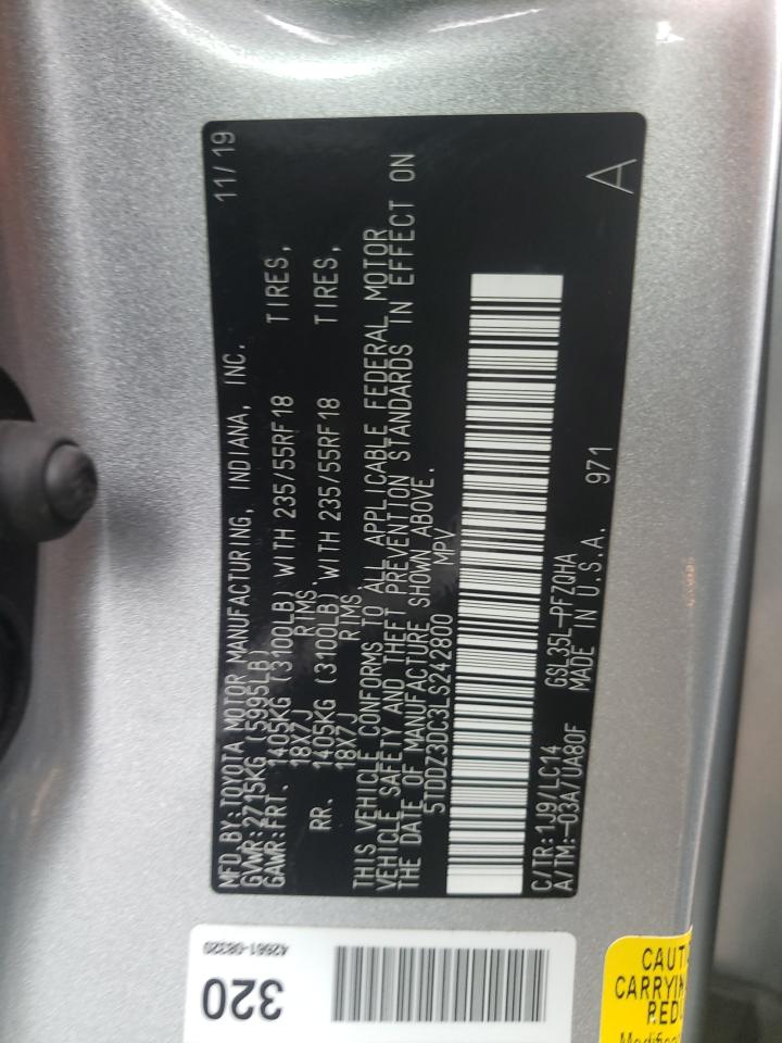 5TDDZ3DC3LS242800 2020 Toyota Sienna Xle