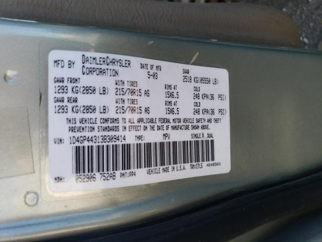 2003 Dodge Grand Caravan Sport VIN: 1D4GP44313B309414 Lot: 58140334