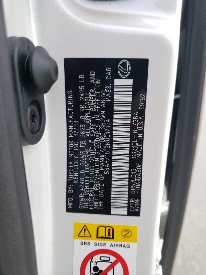 58ABZ1B12KU017134 2019 Lexus Es 350