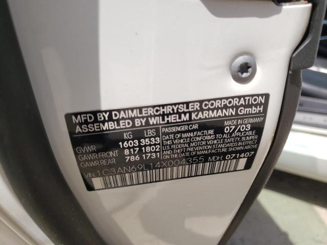 2004 Chrysler Crossfire Limited VIN: 1C3AN69L14X004355 Lot: 57441154