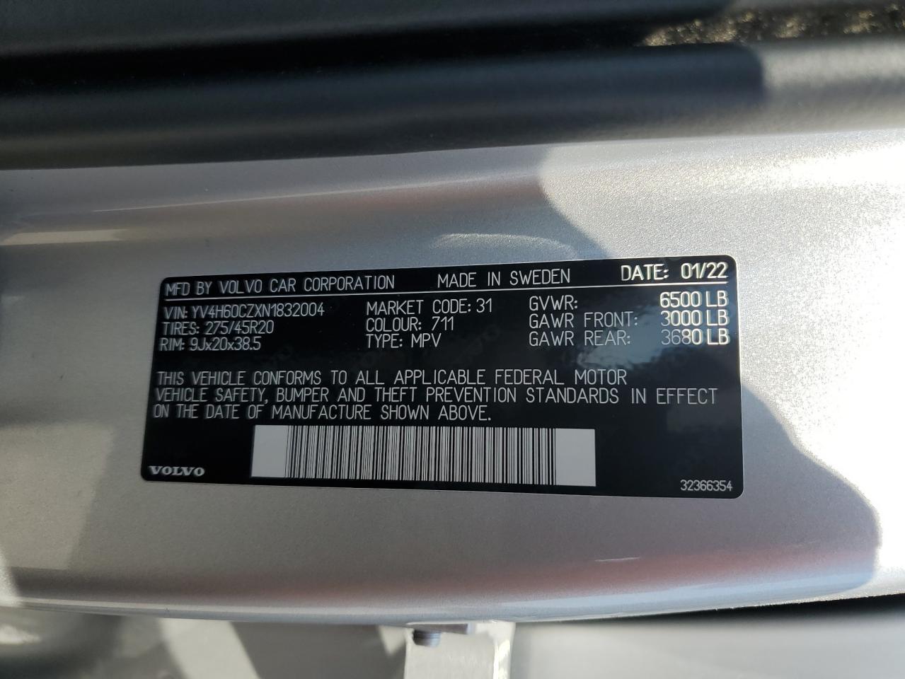 YV4H60CZXN1832004 2022 Volvo Xc90 T8 Recharge Inscription Express