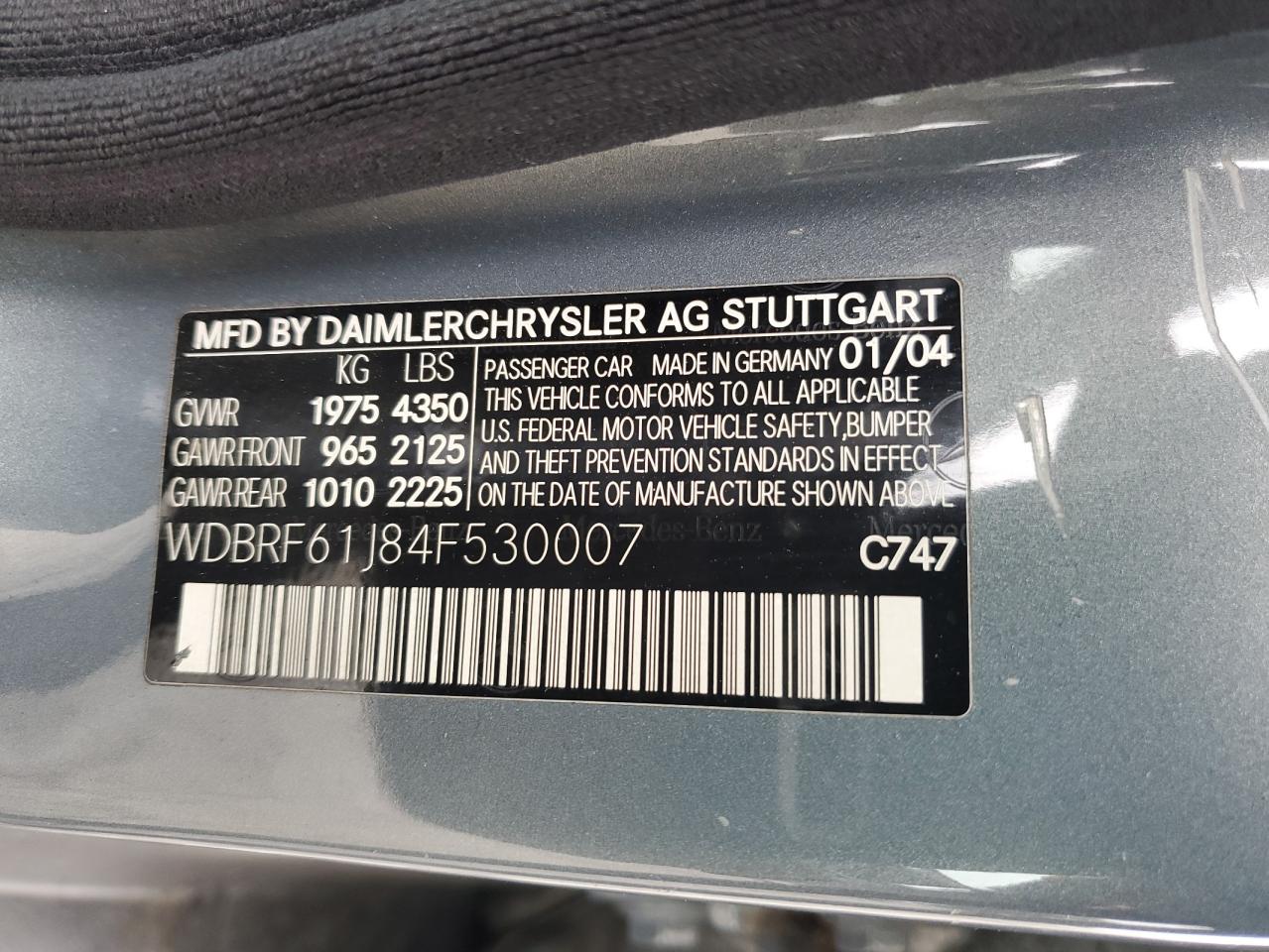 WDBRF61J84F530007 2004 Mercedes-Benz C 240