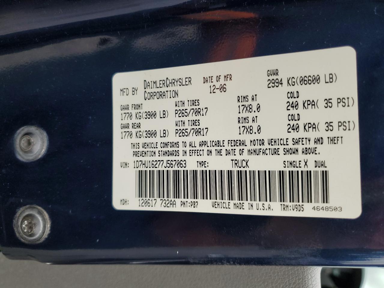 1D7HU16277J567063 2007 Dodge Ram 1500 St