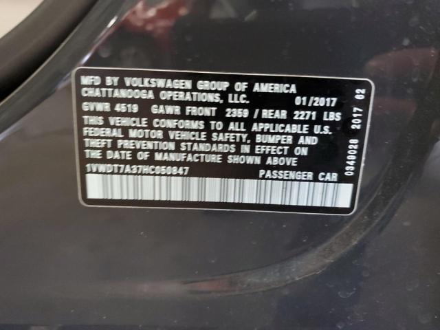 2017 Volkswagen Passat R-Line VIN: 1VWDT7A37HC050847 Lot: 60838664