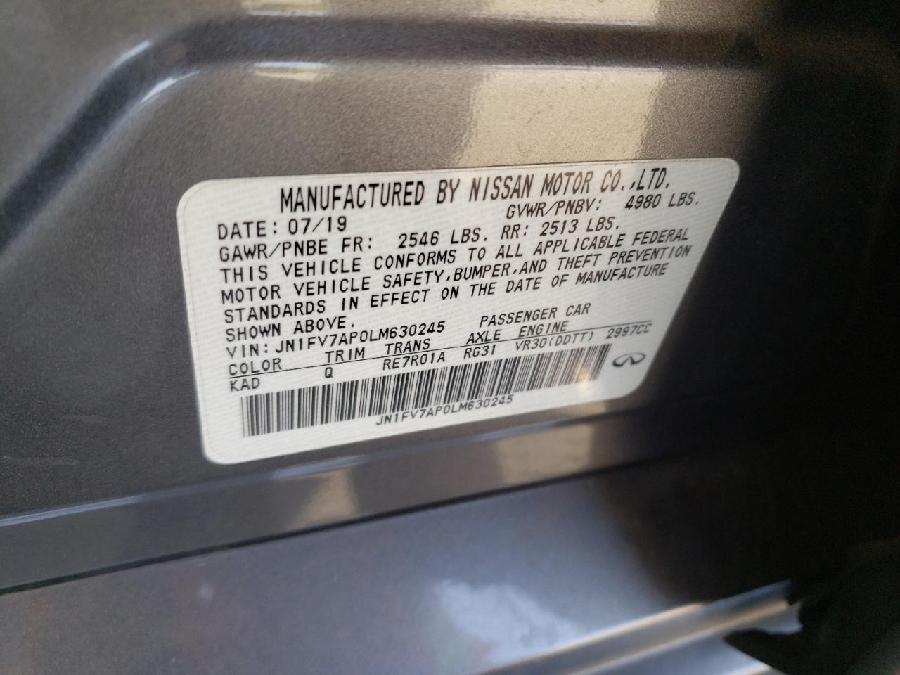 JN1FV7AP0LM630245 2020 Infiniti Q50 Red Sport 400