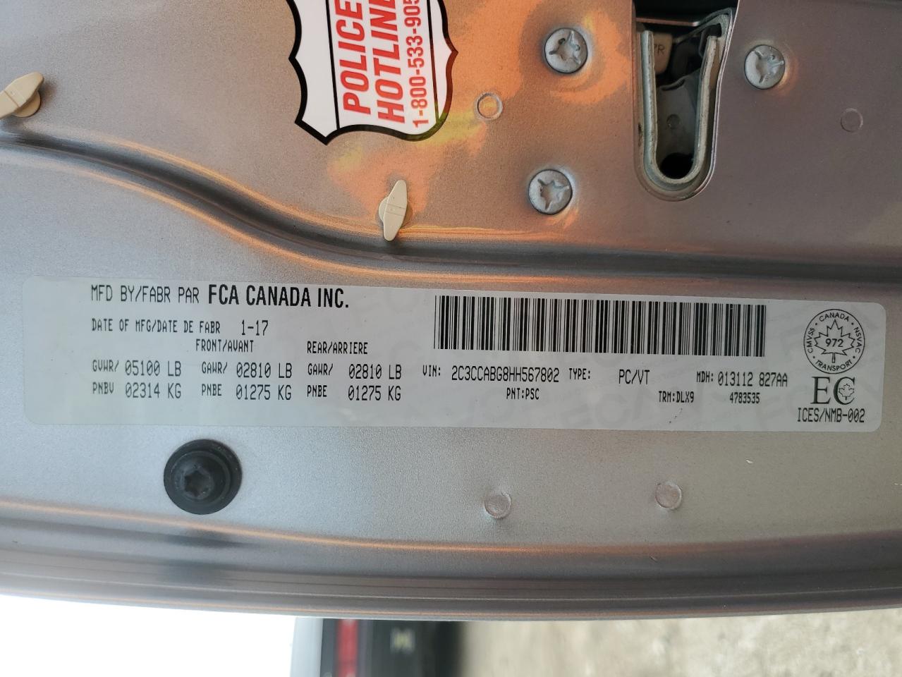 2C3CCABG8HH567802 2017 Chrysler 300 S