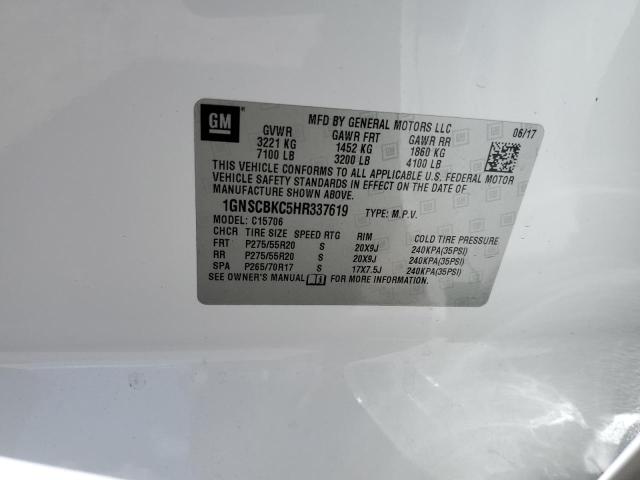 2017 Chevrolet Tahoe C1500 Lt VIN: 1GNSCBKC5HR337619 Lot: 59319004