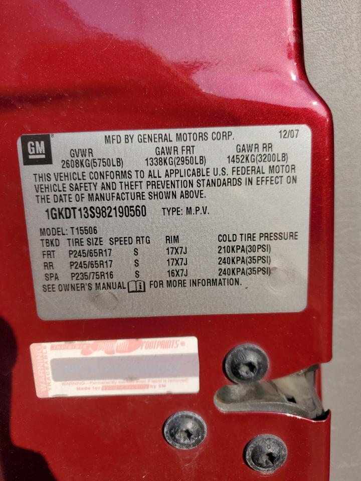 1GKDT13S982190560 2008 GMC Envoy