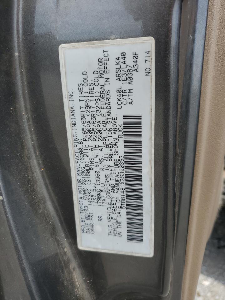 5TBBT481X3S390393 2003 Toyota Tundra Access Cab Limited
