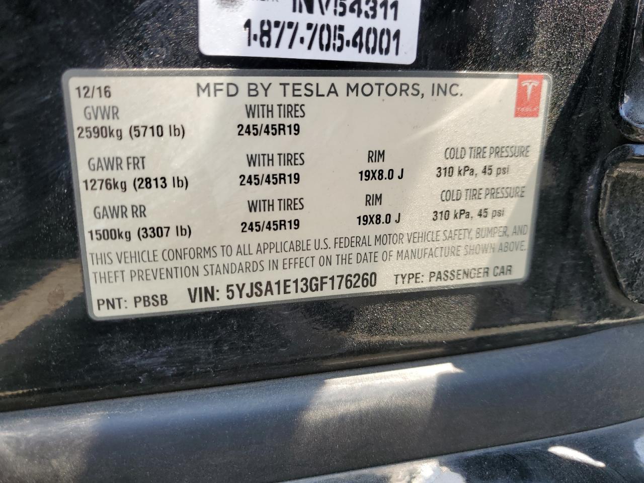 5YJSA1E13GF176260 2016 Tesla Model S