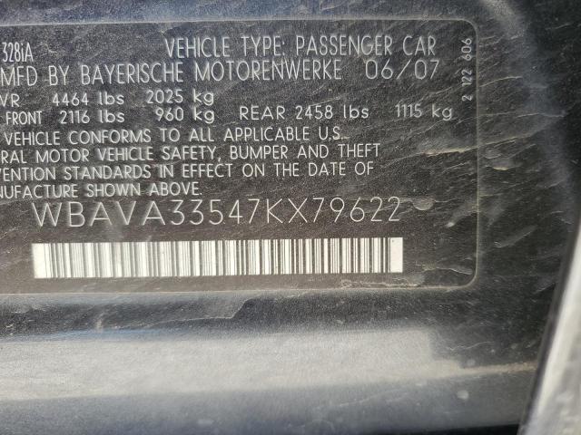 2007 BMW 328 I VIN: WBAVA33547KX79622 Lot: 57773004