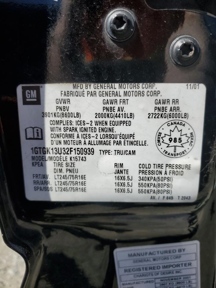 1GTGK13U32F150939 2002 GMC Sierra K1500 Heavy Duty