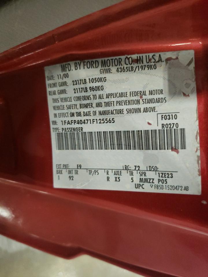 1FAFP40471F125565 2001 Ford Mustang