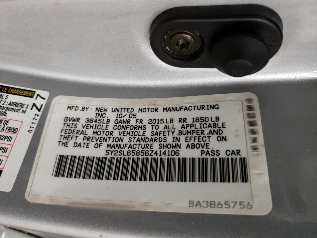 5Y2SL65856Z414106 2006 Pontiac Vibe