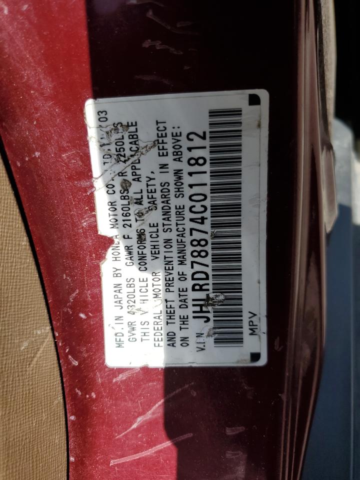 JHLRD78874C011812 2004 Honda Cr-V Ex