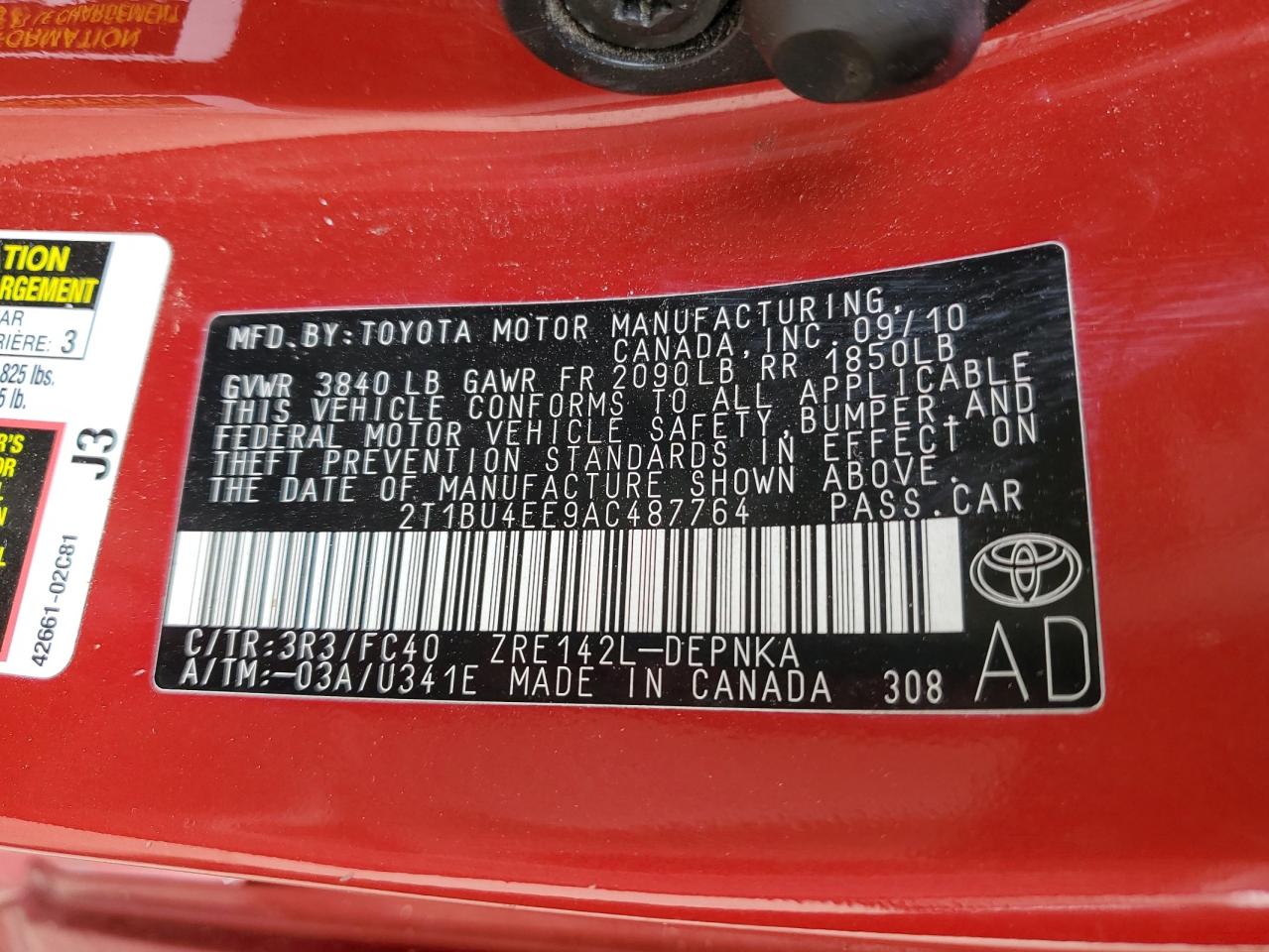 2T1BU4EE9AC487764 2010 Toyota Corolla Base