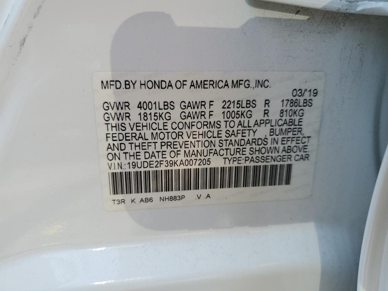 19UDE2F39KA007205 2019 Acura Ilx