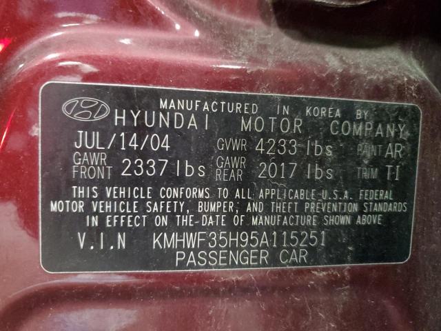 2005 Hyundai Sonata Gls VIN: KMHWF35H95A115251 Lot: 60520504