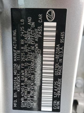 2019 Lexus Es 350 VIN: 58ABZ1B12KU013407 Lot: 57513204