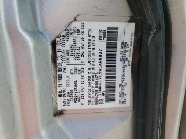 1998 Ford Expedition VIN: 1FMRU17L5WLA40837 Lot: 60764694