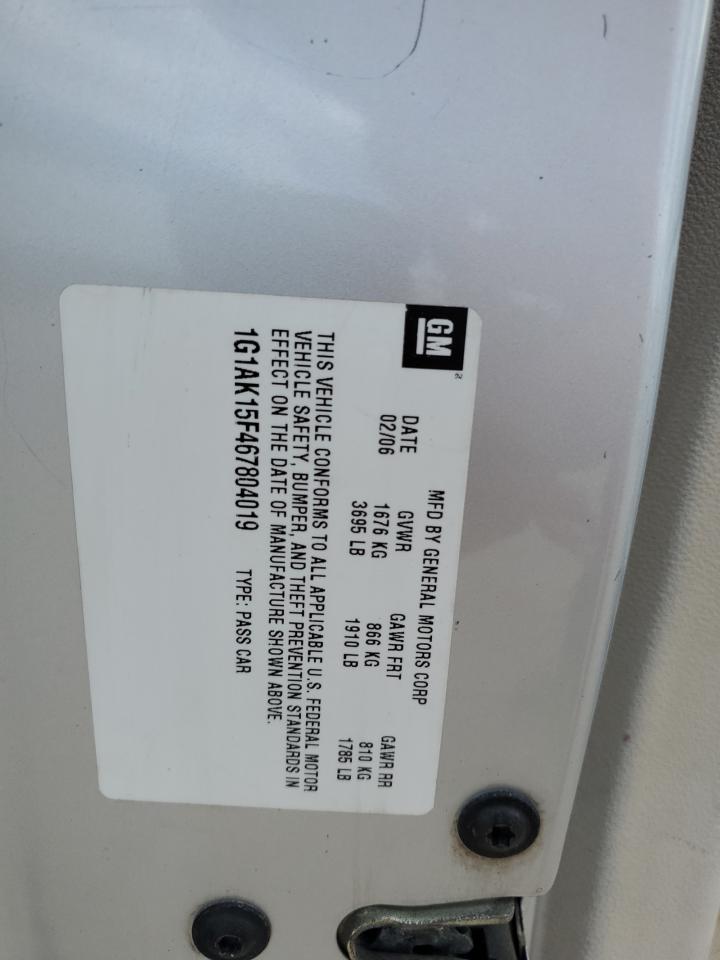 1G1AK15F467804019 2006 Chevrolet Cobalt Ls