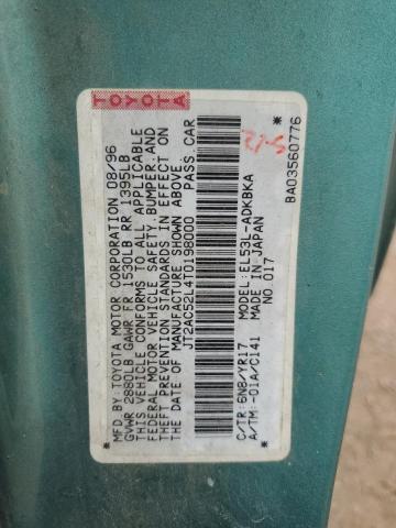 1996 Toyota Tercel Std VIN: JT2AC52L4T0198000 Lot: 59962874