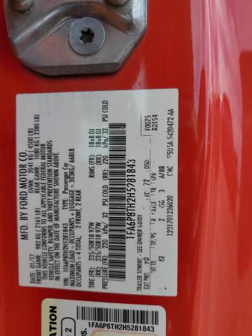 2017 Ford Mustang VIN: 1FA6P8TH2H5281843 Lot: 59655204