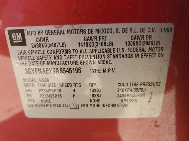 2010 Cadillac Srx Luxury Collection VIN: 3GYFNAEY9AS545196 Lot: 58458744