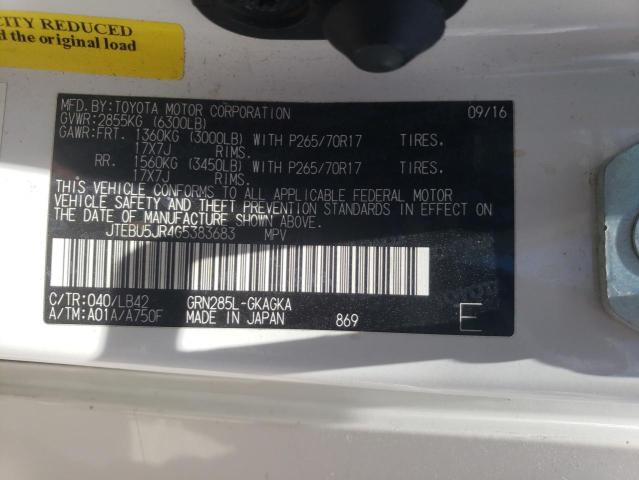 2016 Toyota 4Runner Sr5/Sr5 Premium VIN: JTEBU5JR4G5383683 Lot: 60661324