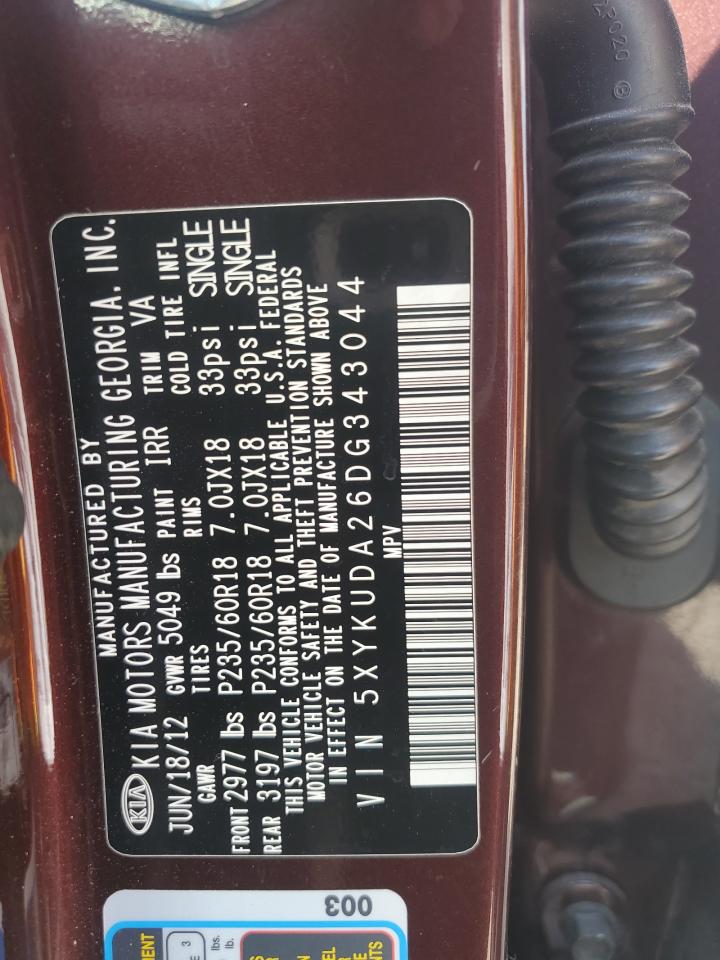 5XYKUDA26DG343044 2013 Kia Sorento Ex