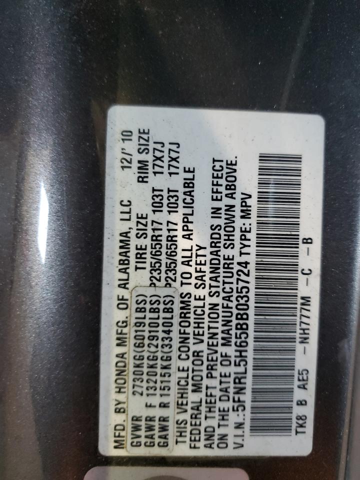 5FNRL5H65BB035724 2011 Honda Odyssey Exl