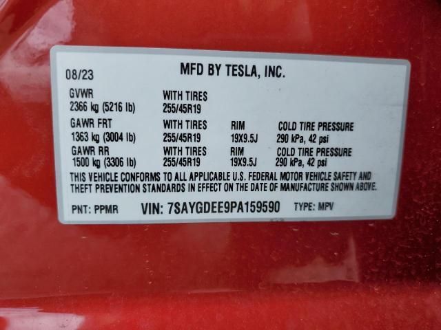 2023 Tesla Model Y VIN: 7SAYGDEE9PA159590 Lot: 60148164