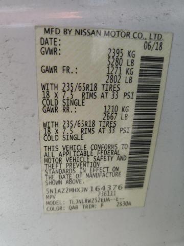 2018 Nissan Murano S VIN: 5N1AZ2MHXJN164376 Lot: 59163644