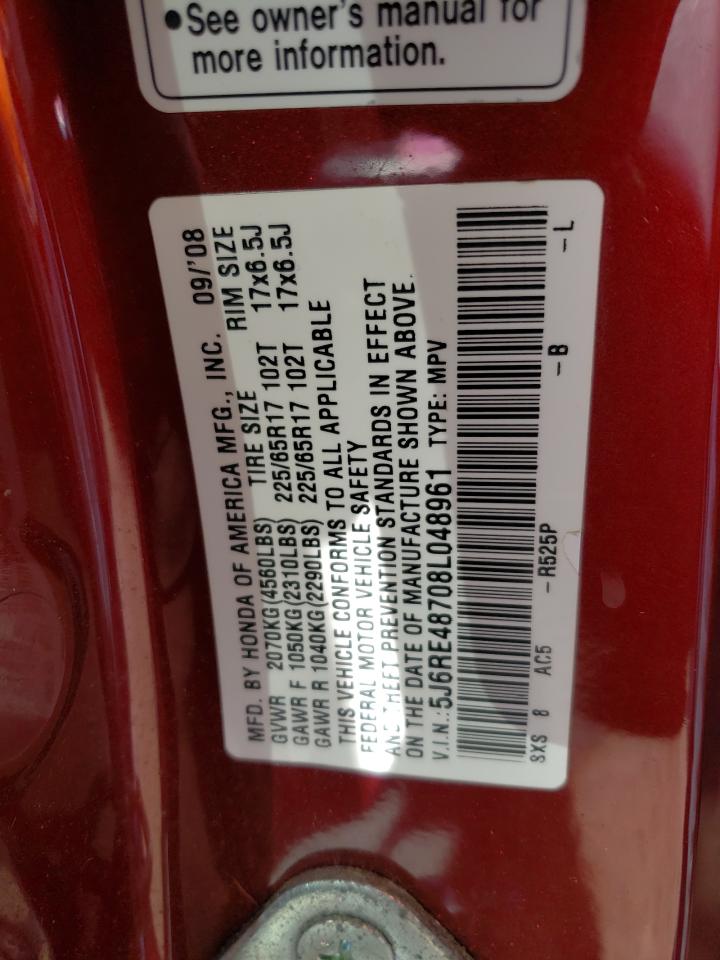 5J6RE48708L048961 2008 Honda Cr-V Exl