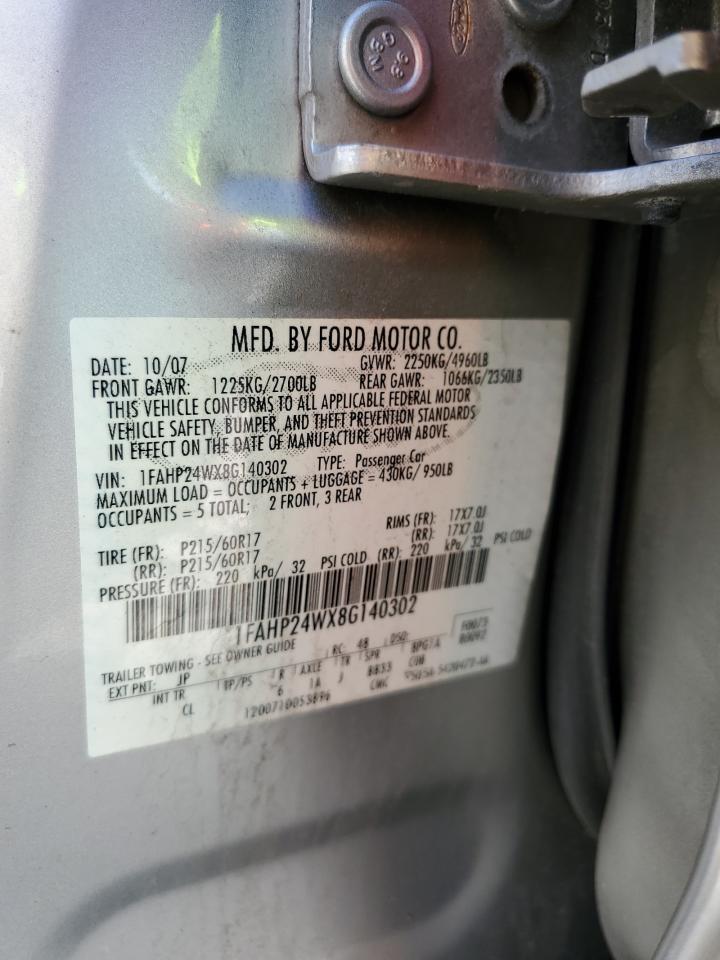 1FAHP24WX8G140302 2008 Ford Taurus Sel