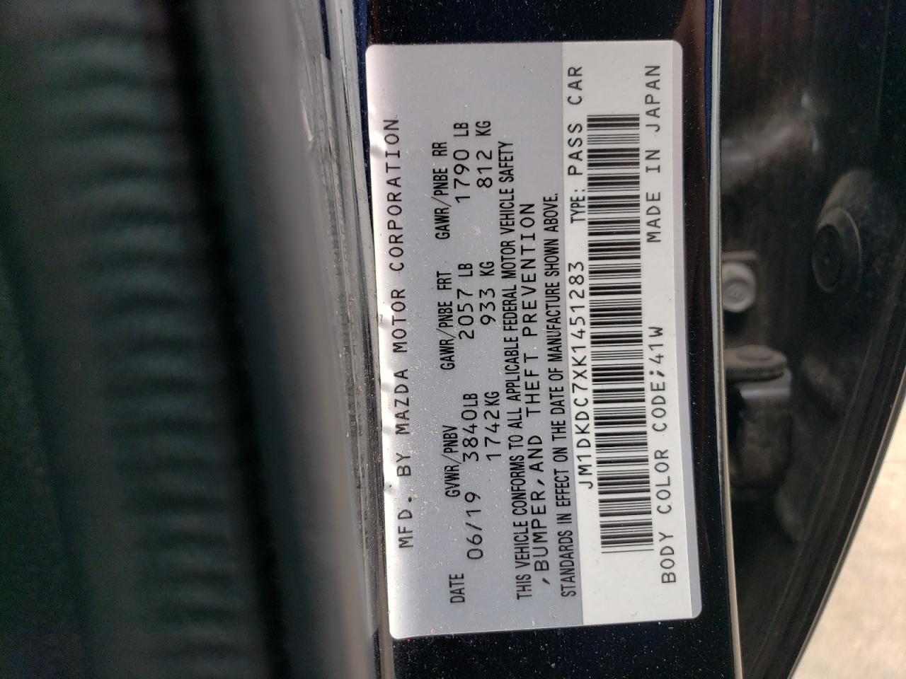 JM1DKDC7XK1451283 2019 Mazda Cx-3 Touring