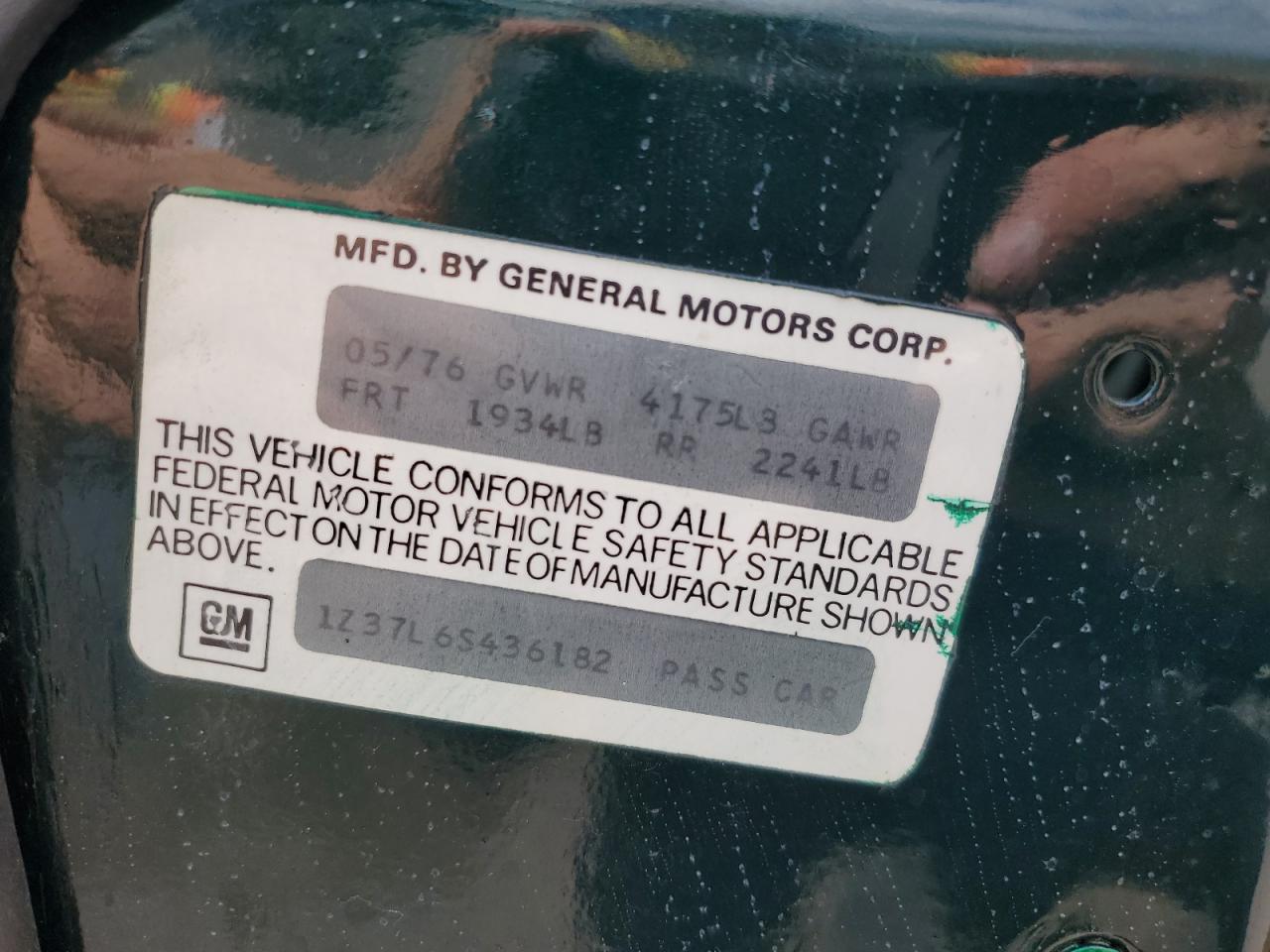 1Z37L6S436182 1976 Chevrolet Corvette