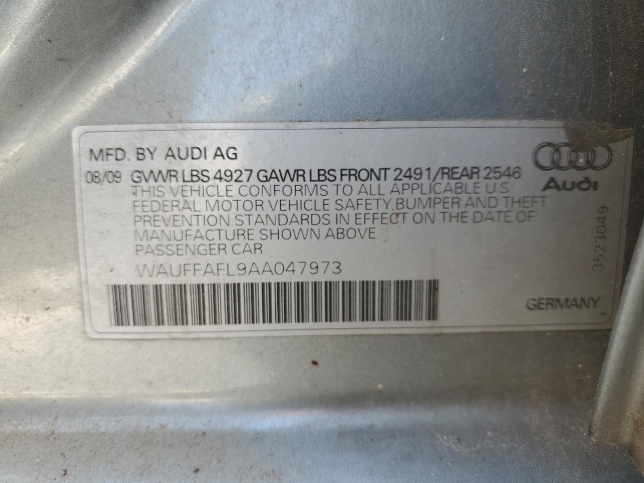 WAUFFAFL9AA047973 2010 Audi A4 Premium Plus