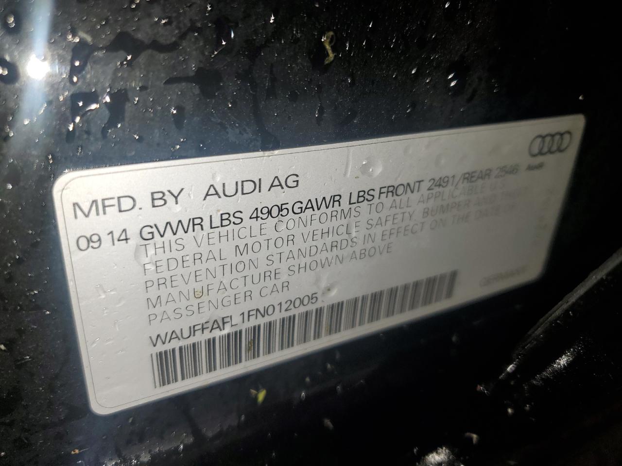 WAUFFAFL1FN012005 2015 Audi A4 Premium Plus