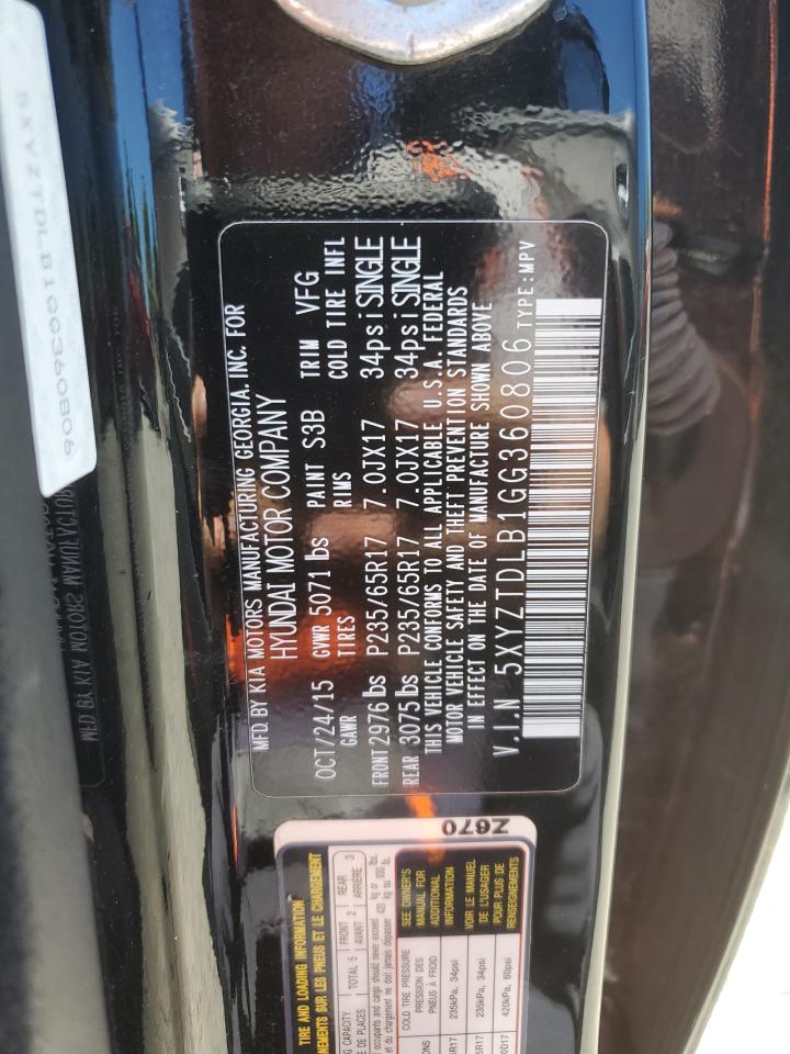 5XYZTDLB1GG360806 2016 Hyundai Santa Fe Sport