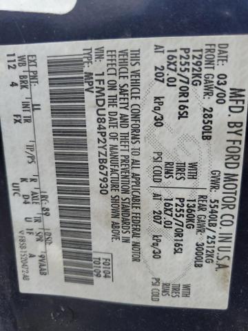 2000 Ford Explorer Eddie Bauer VIN: 1FMDU84P2YZB67930 Lot: 60207104