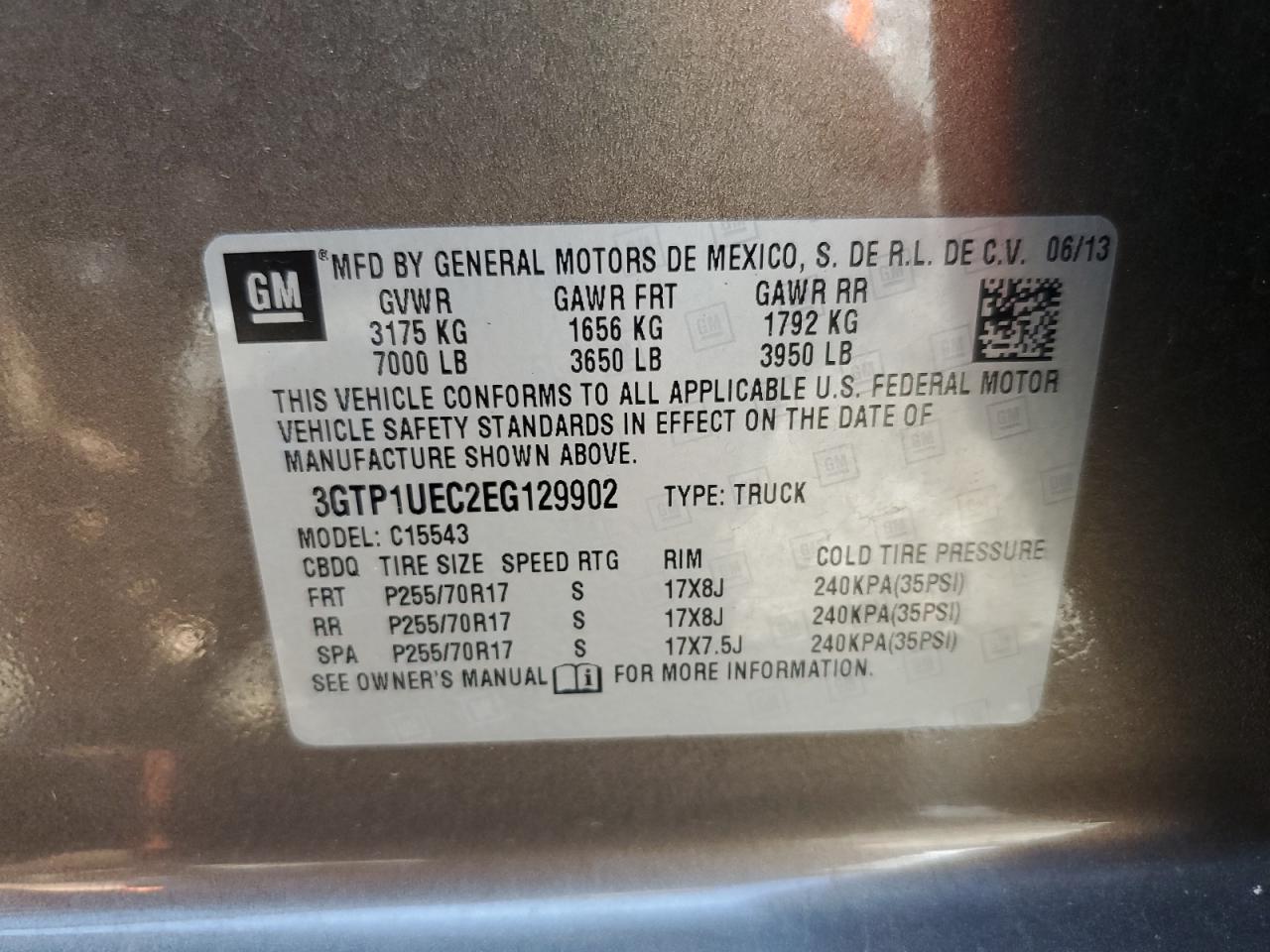 2014 GMC Sierra C1500 Sle vin: 3GTP1UEC2EG129902