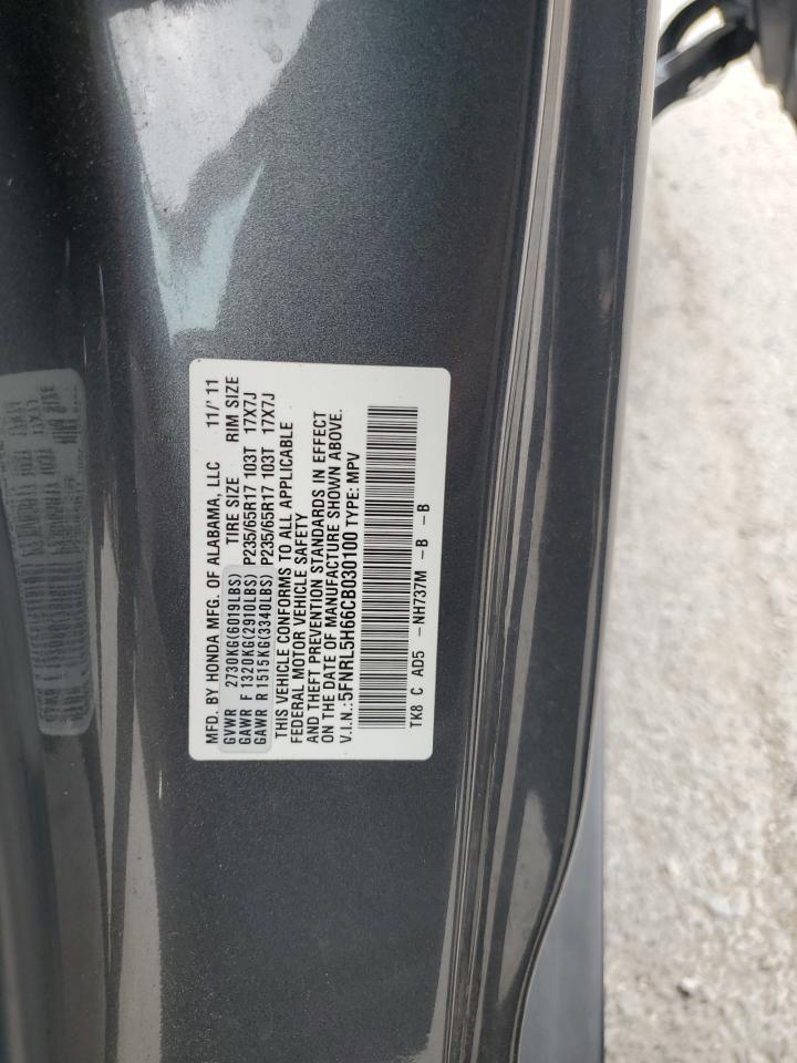 5FNRL5H66CB030100 2012 Honda Odyssey Exl