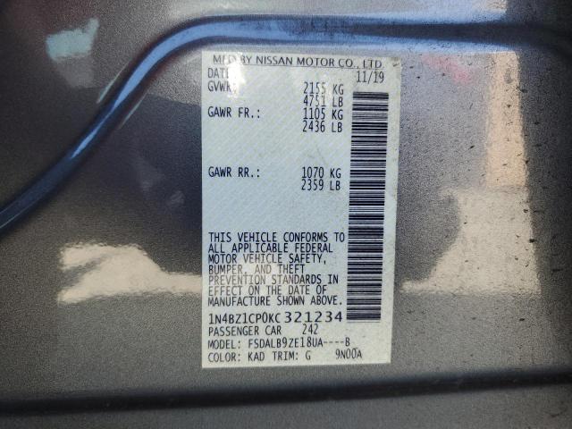 2019 Nissan Leaf S Plus VIN: 1N4BZ1CP0KC321234 Lot: 57361904